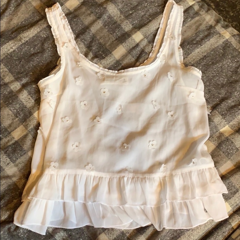 3/$15 White flowered tank